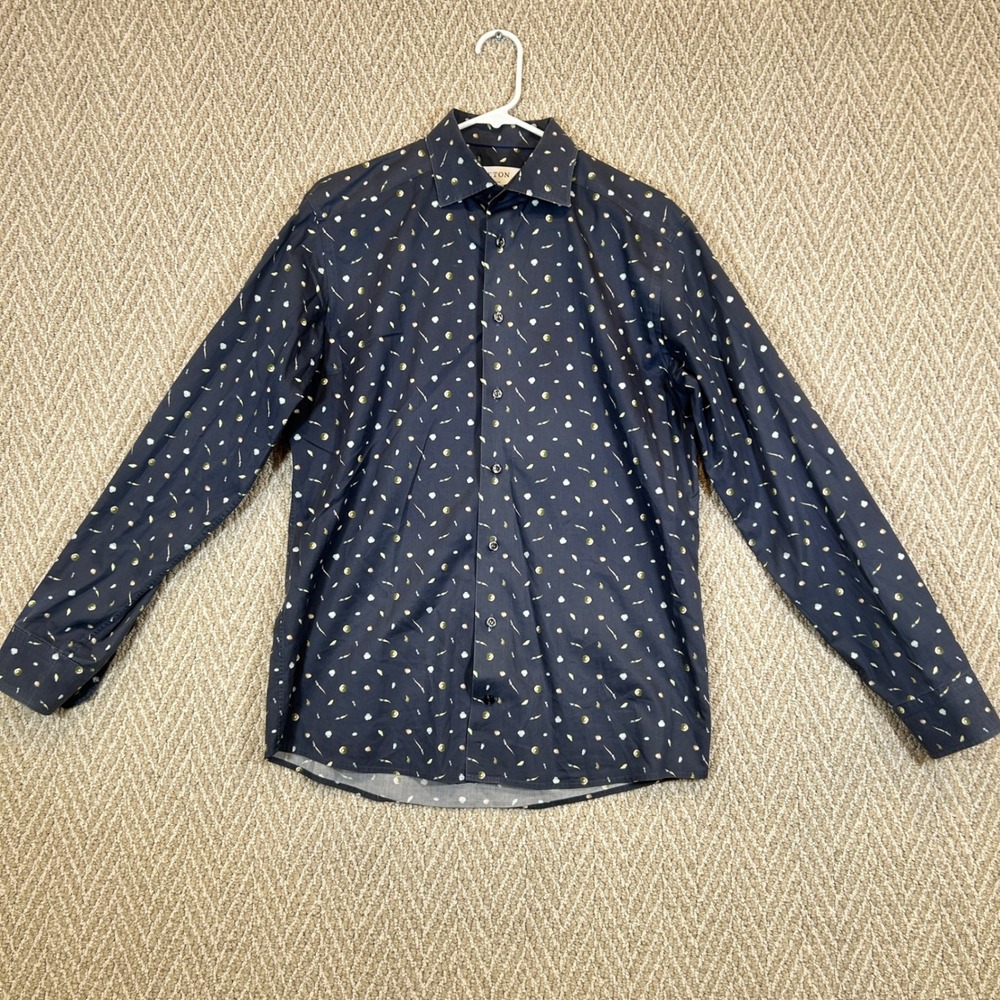 Eton Shirt Mens 15.5 39 Blue Slim Fit Button Down Dress Long Sleeve Preppy